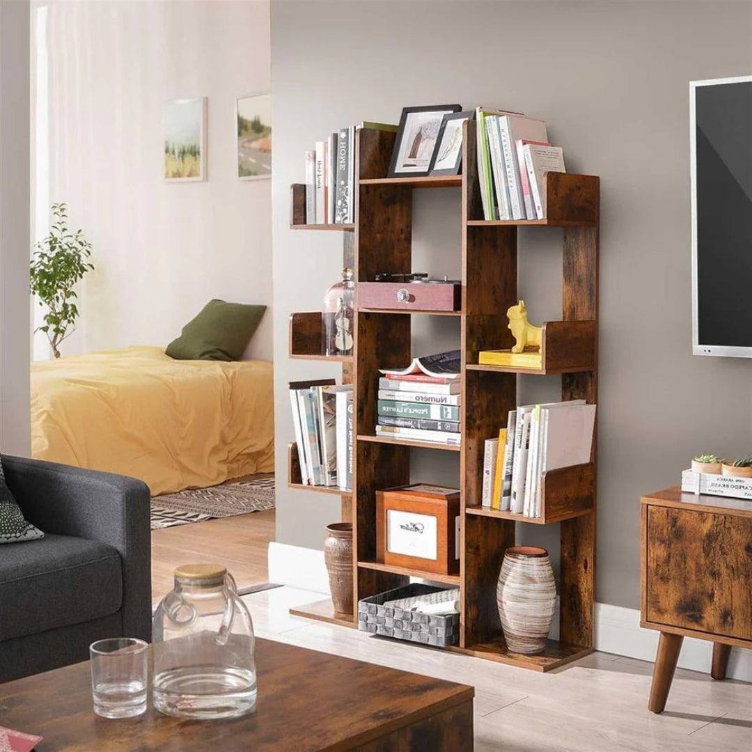 Tree Bookshelf With 13 Shelves Space Saving Bookcase