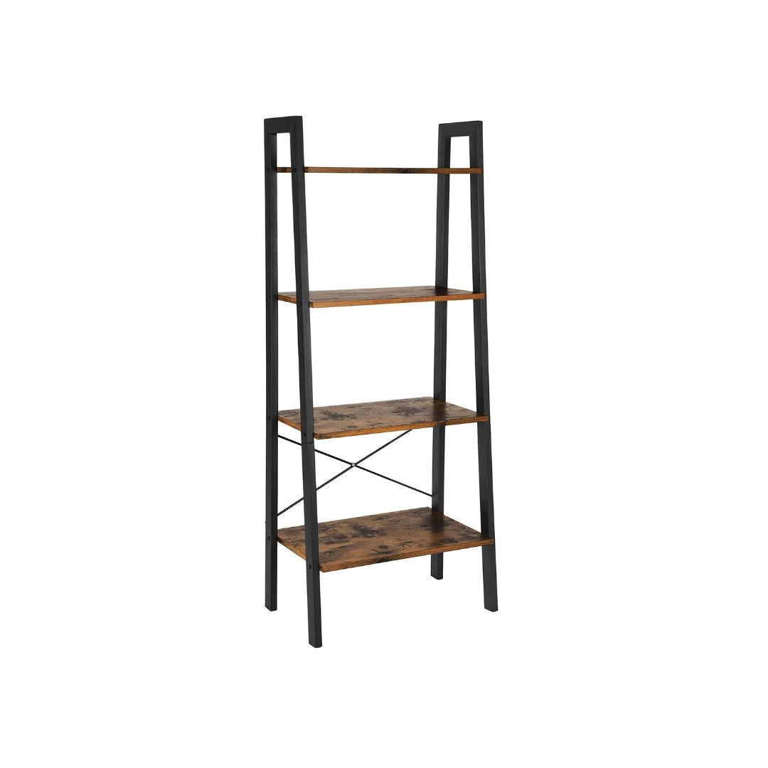 4 Tier Ladder Shelf With Steel Frame, 31.5/22 Inch Storage Rack