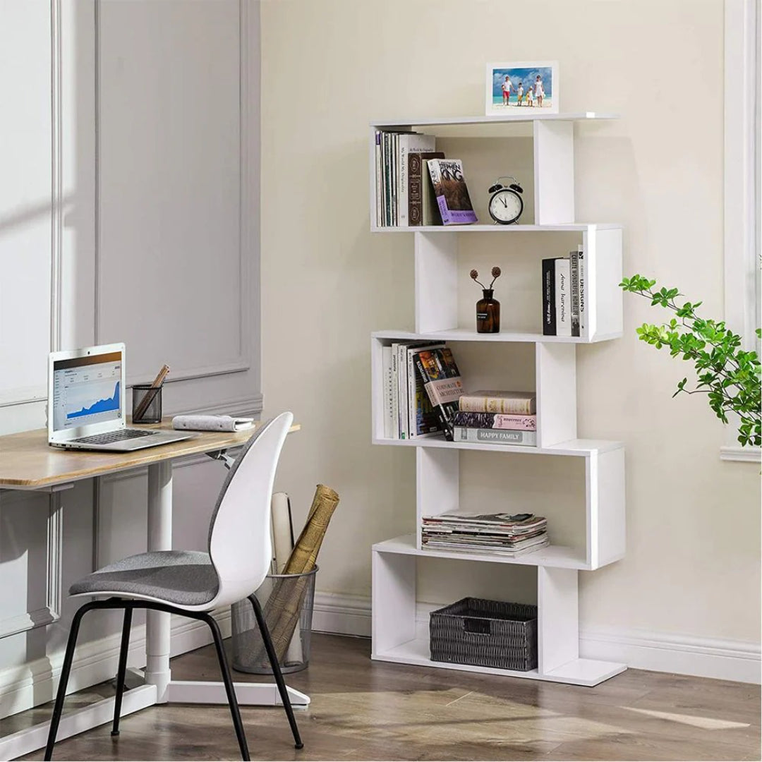 5 Tier Wooden Bookcase, 62.6 Inch Storage Shelf