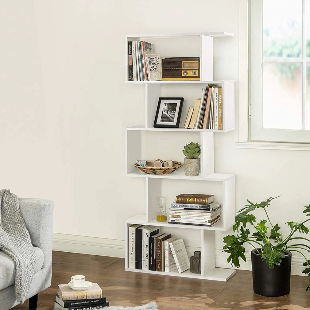 5 Tier Wooden Bookcase, 62.6 Inch Storage Shelf