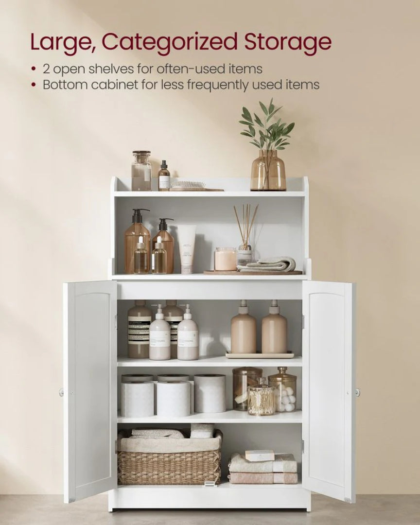 Bathroom Storage Cabinet With 2 Doors Adjustable Shelves