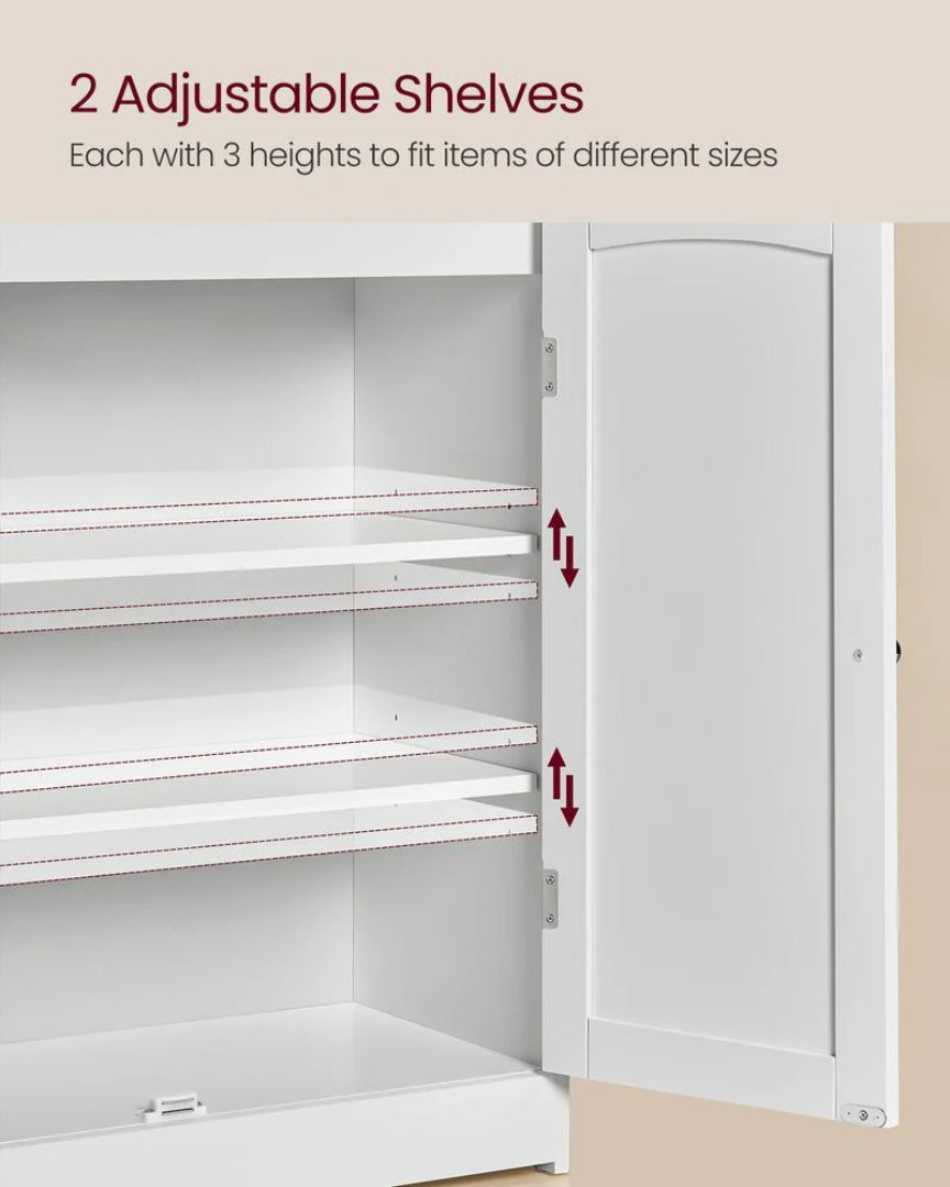 Bathroom Storage Cabinet With 2 Doors Adjustable Shelves