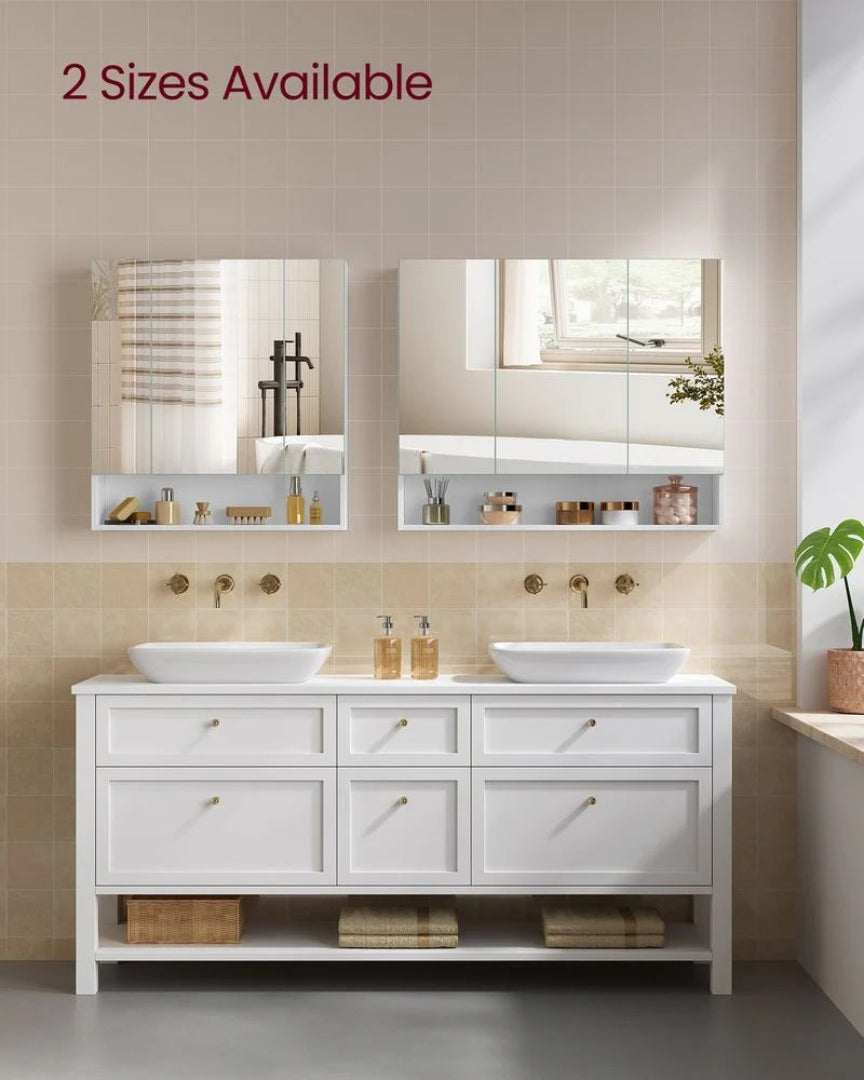 Bathroom Mirror Cabinet With Storage Wall Mounted 35.4in Wide