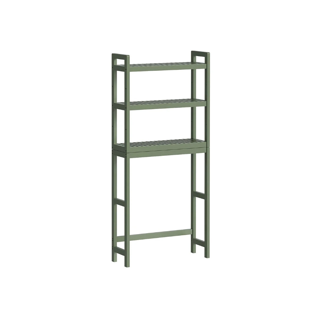 Over Toilet Bathroom Organizer 3-Tier Bamboo Shelf 66.9in High