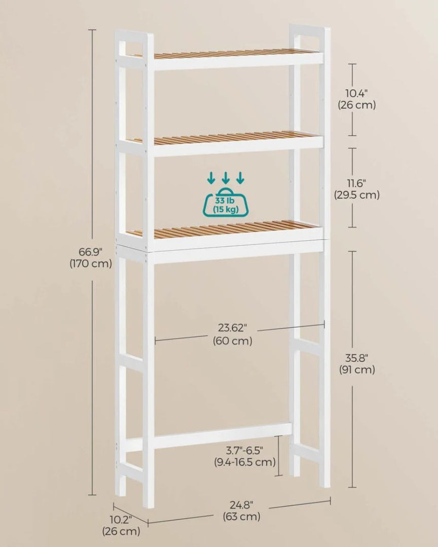 Bamboo Over Toilet Bathroom Organizer 3 Or 4 Tier Shelf