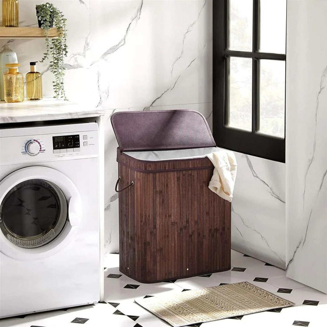 Laundry Hamper With Lid 26.4 Gallon Bamboo Basket 24in High