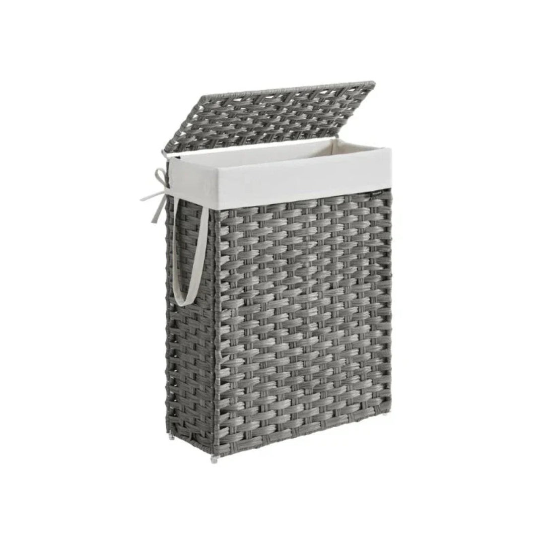 Slim Laundry Hamper With Lid 14.5 Gallon Rattan Basket