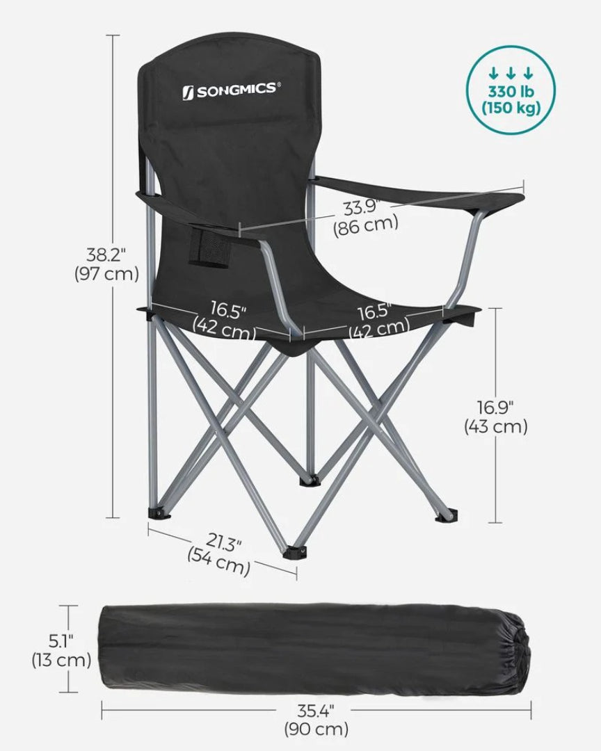 Camping Chairs Set of 2 Folding Chairs 330lb Capacity 35.4in Portable