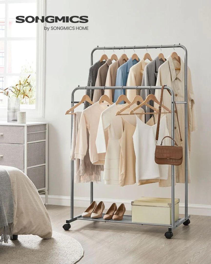Clothes Rack With Wheels Metal Garment Rack 35.8in Wide