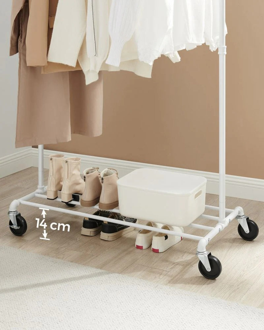 Clothes Rack Heavy Duty Rolling Garment Rack With Shelf 39.4in