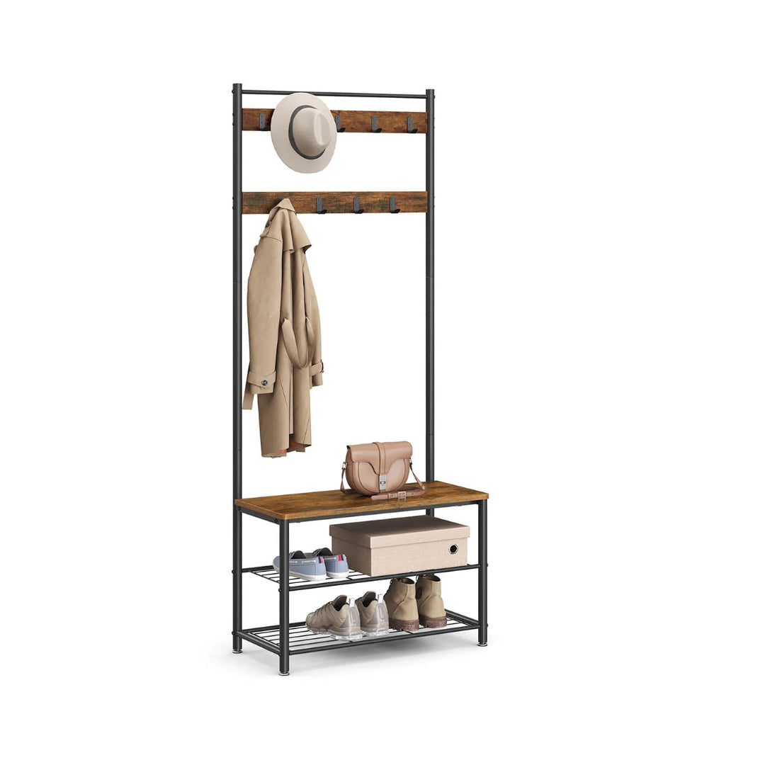 Coat Rack With Shoe Storage Bench And 9 Hooks Entryway Hall Tree