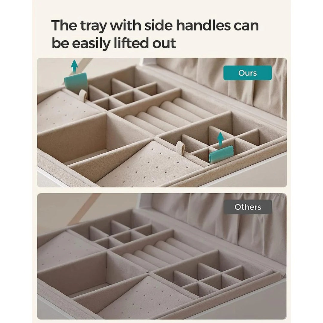 Jewelry Box Organizer With Handle 2 Layer Storage