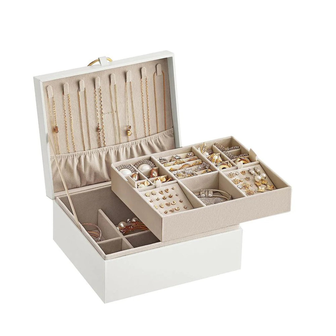 Jewelry Box Organizer With Handle 2 Layer Storage