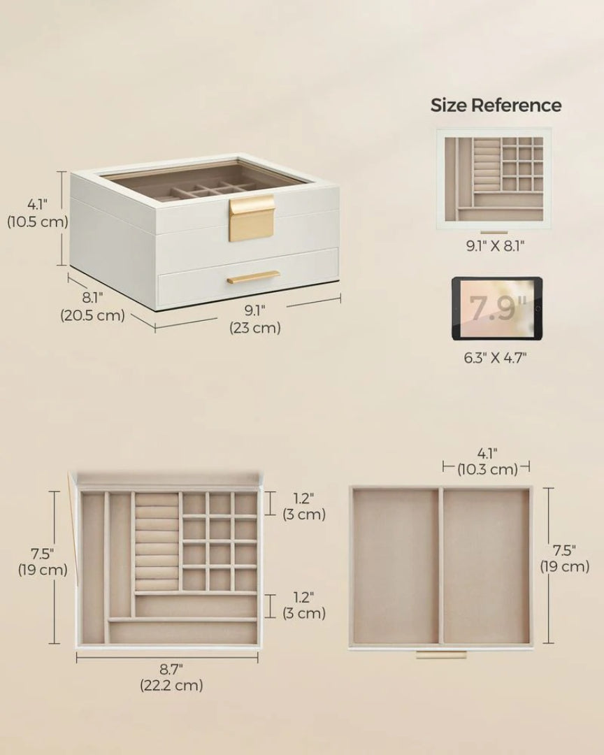 Jewelry Box Organizer With Glass Lid 2 To 6 Layer Storage
