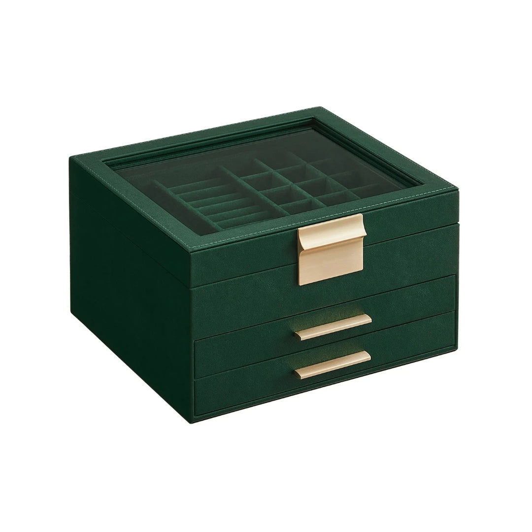 Jewelry Box Organizer With Glass Lid 2 To 6 Layer Storage