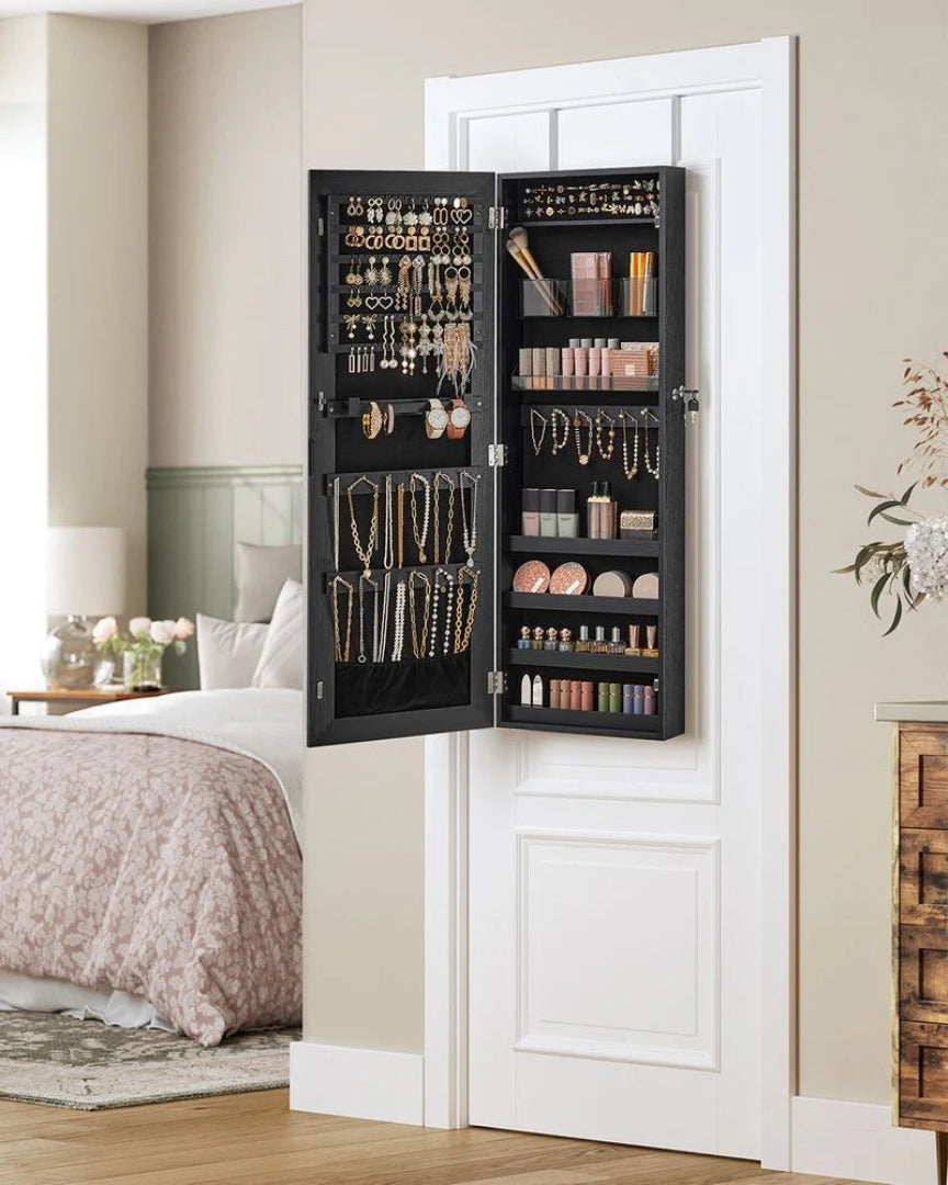 Mirror Jewelry Cabinet Armoire With Makeup Storage Organizer