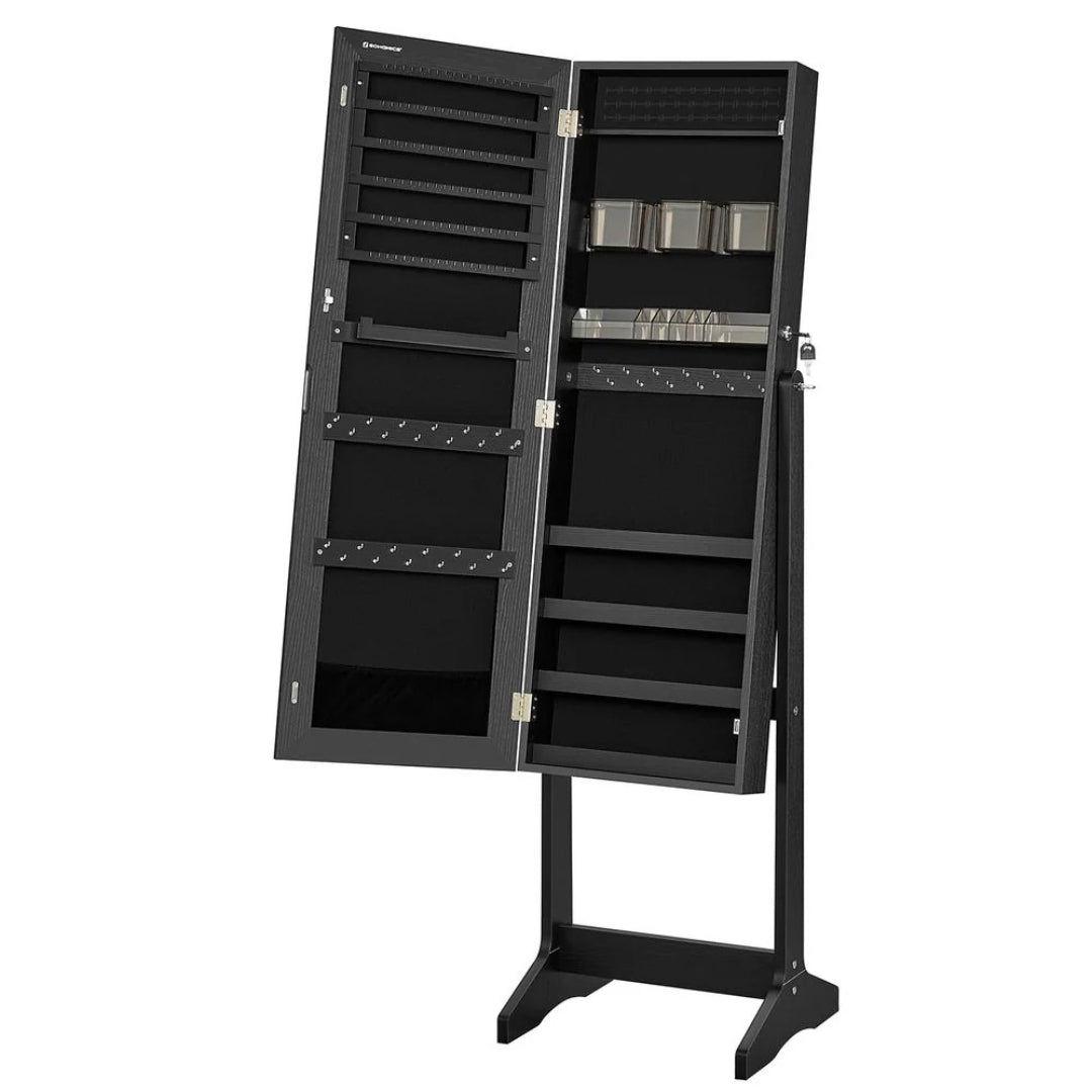 Freestanding Mirror Jewelry Cabinet Armoire With Storage