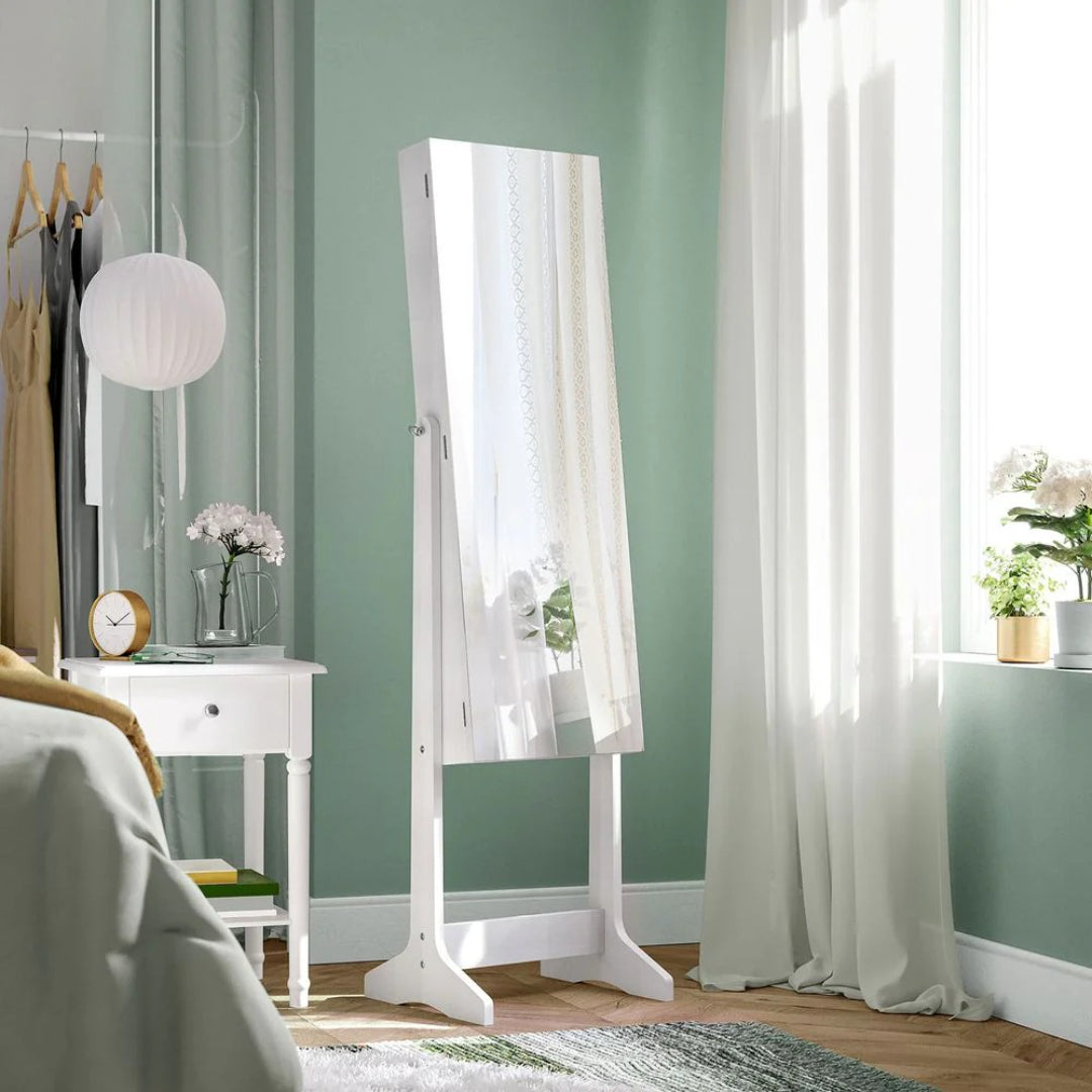 Freestanding Mirror Jewelry Cabinet Armoire With Storage