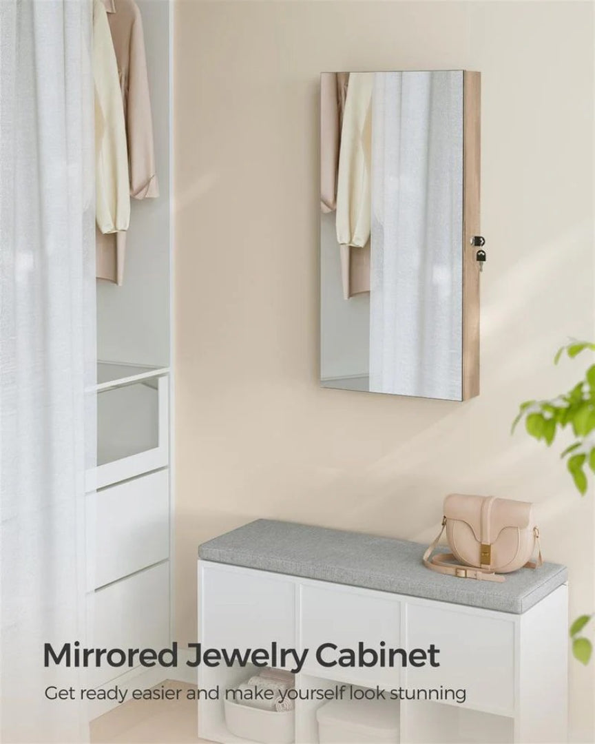Mirror Jewelry Cabinet Armoire With LED Lights And Storage