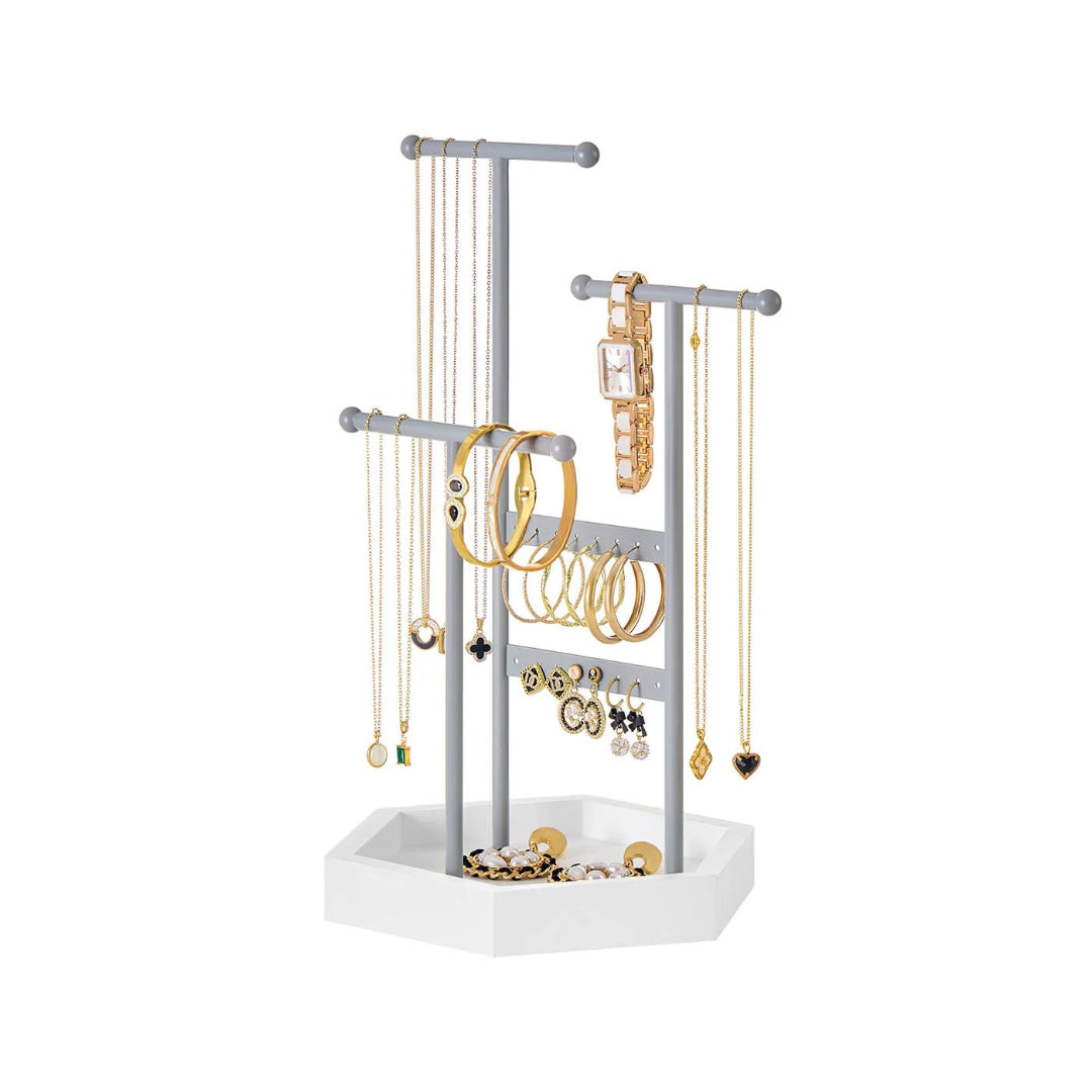 Jewelry Holder Stand With Metal Frame And Tray