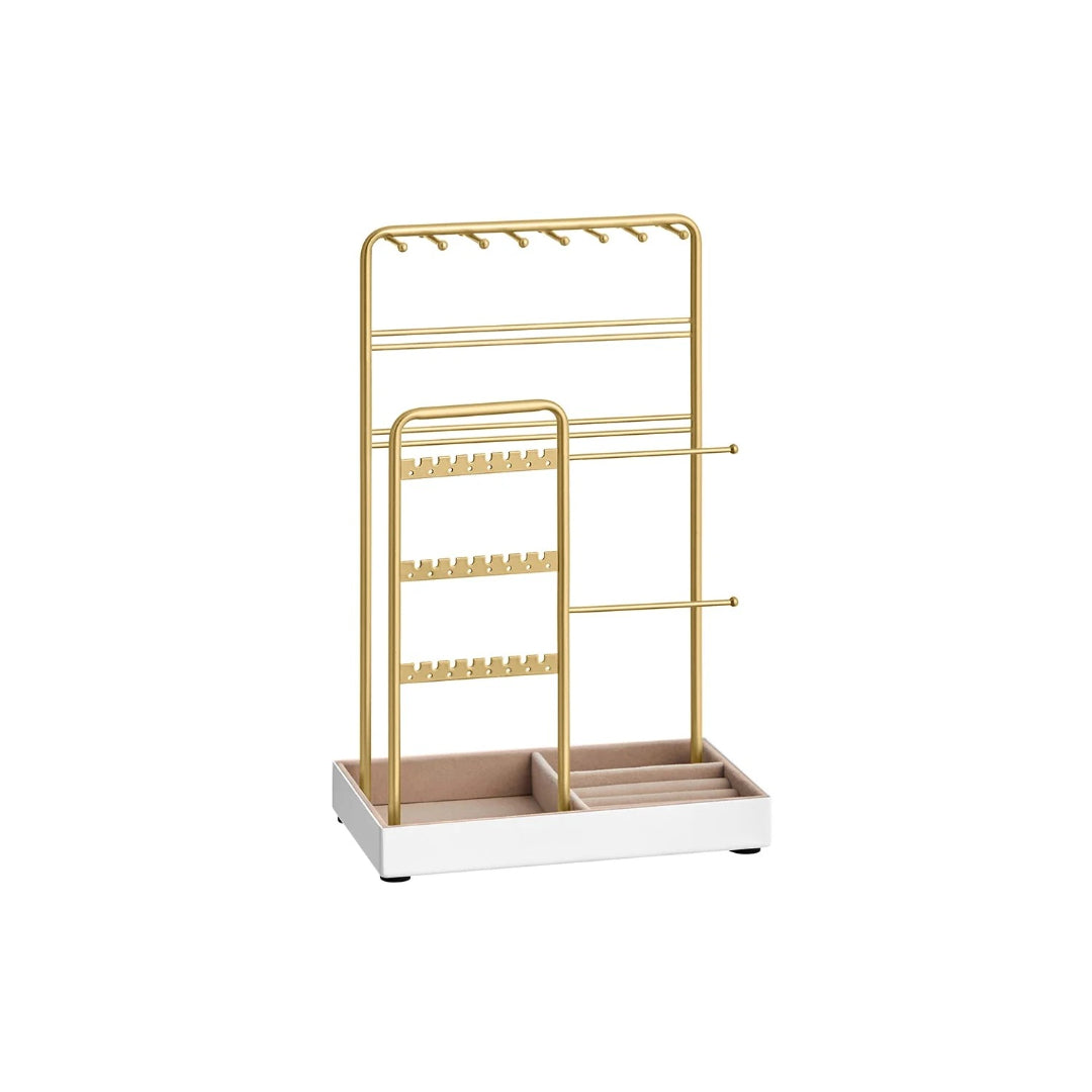 Jewelry Holder Stand With Metal Frame And Velvet Tray