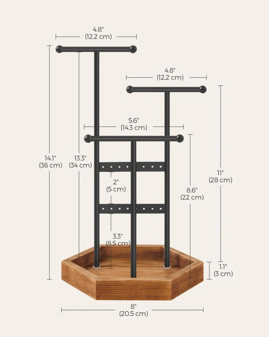 Jewelry Holder Stand With Metal Frame And Tray