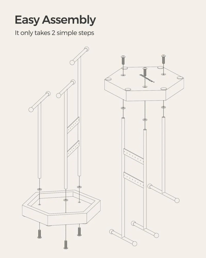 Jewelry Holder Stand With Metal Frame And Tray