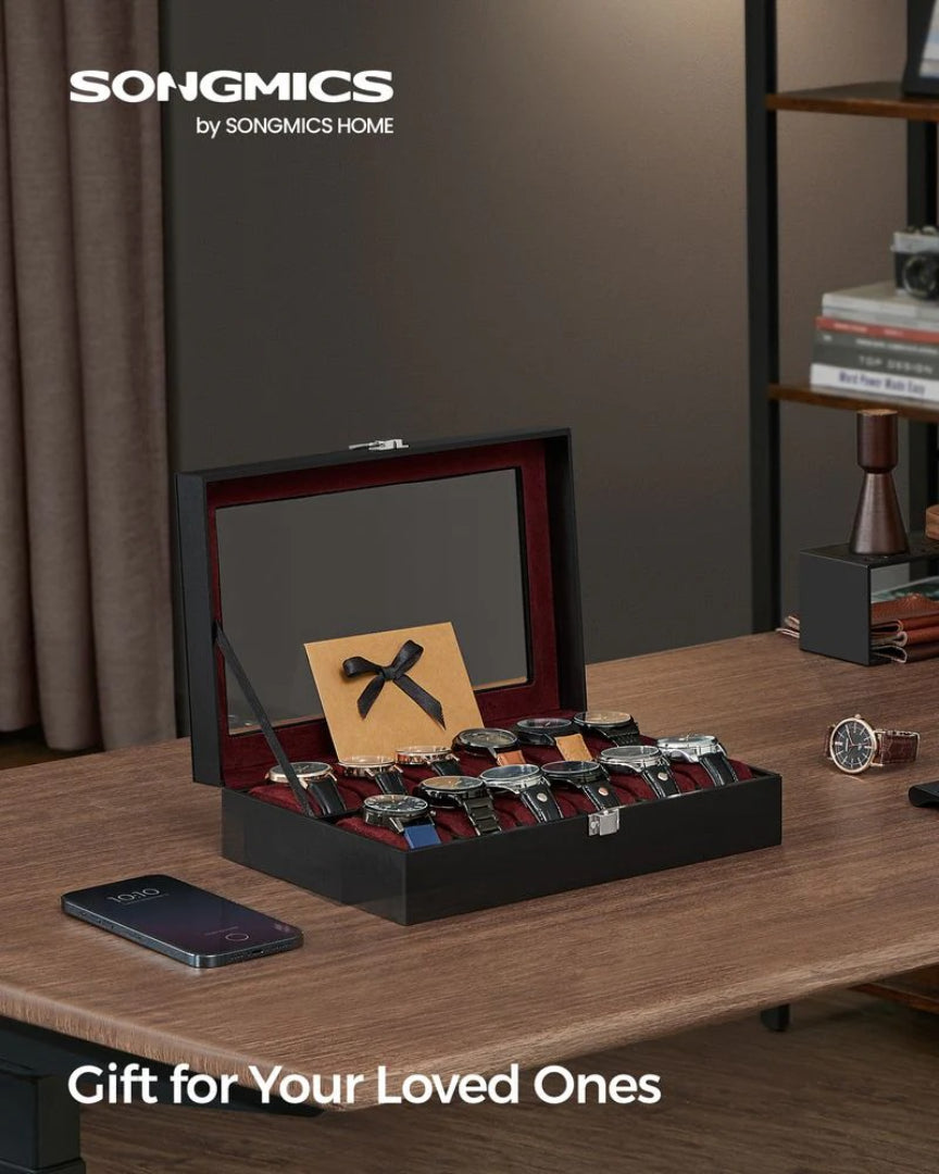 Watch Storage Case With Glass Lid 6 Or 12 Slot Organizer