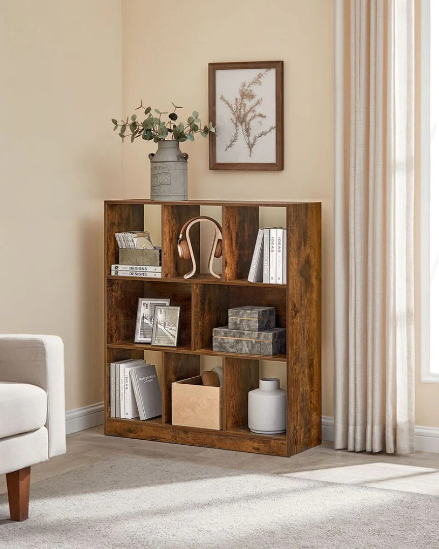 Bookcase With 8 Open Compartments, Multi Use Storage Shelf
