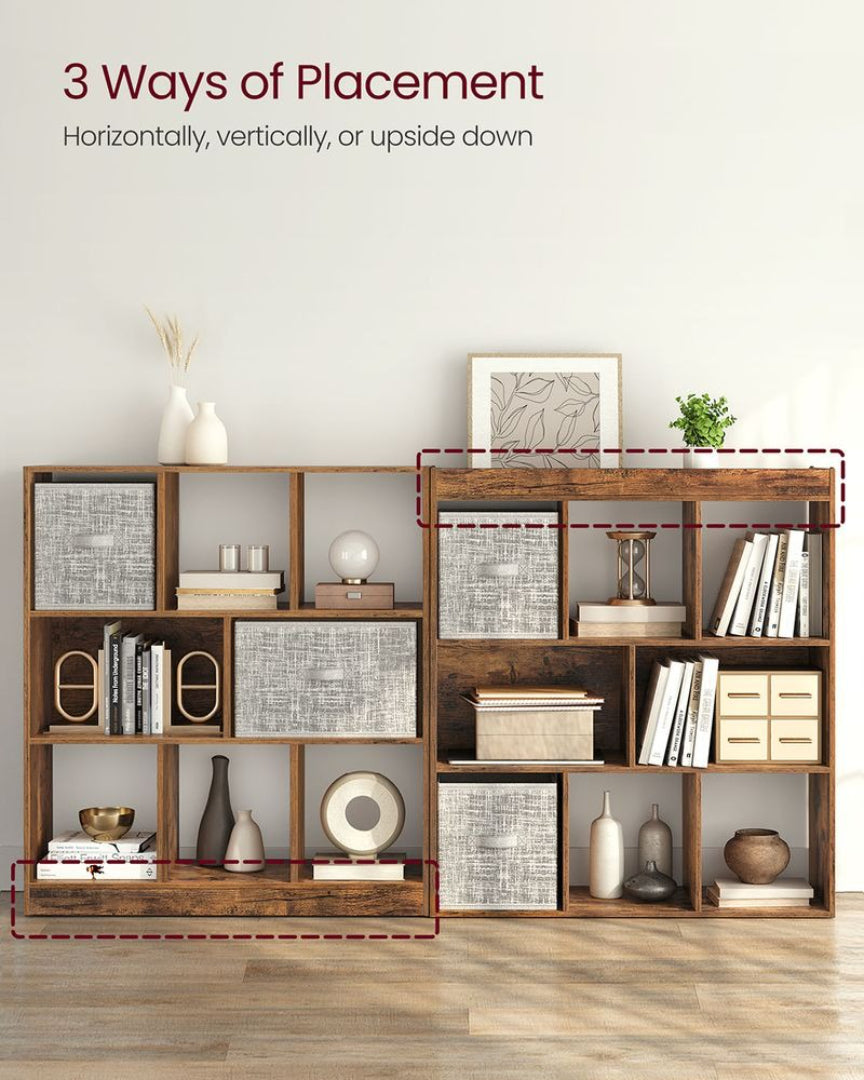 Bookcase With 8 Open Compartments, Multi Use Storage Shelf
