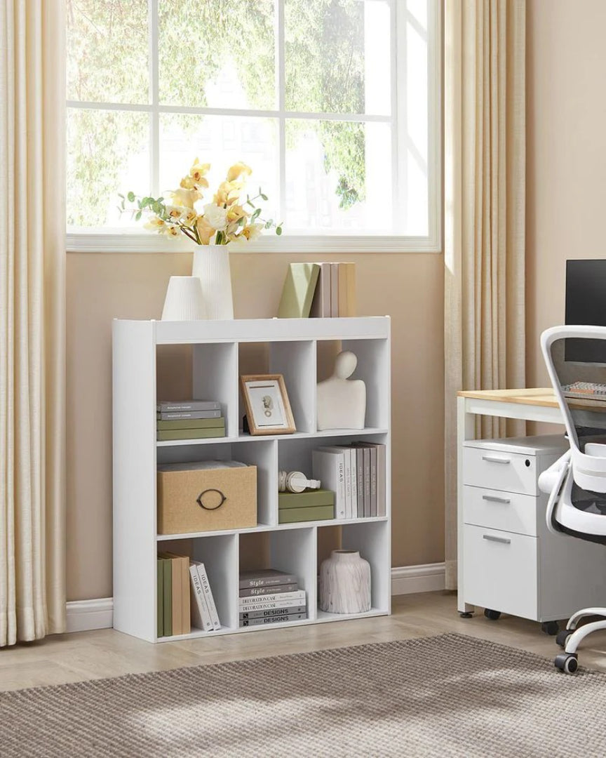 Bookcase With 8 Open Compartments, Multi Use Storage Shelf