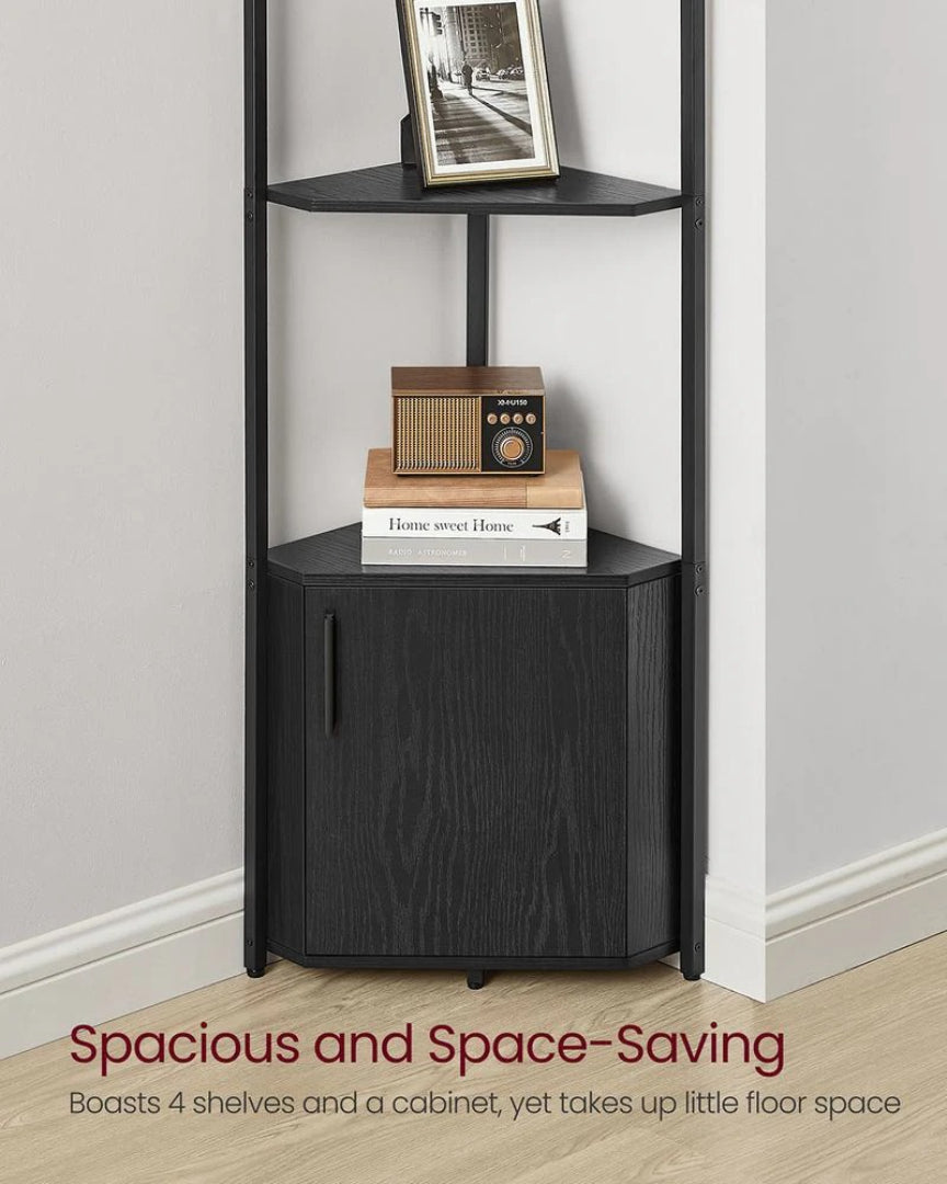 5 Tier Corner Shelving Unit With Cabinet Storage Space Saving Shelf