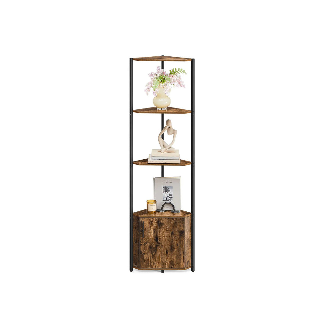 5 Tier Corner Shelving Unit With Cabinet Storage Space Saving Shelf