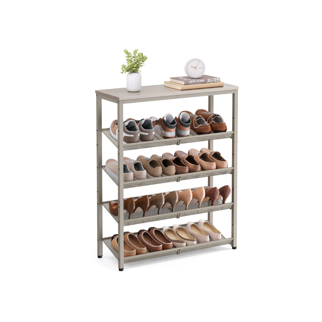5 Tier Shoe Rack With Storage Shelves & Top Shelf Organizer