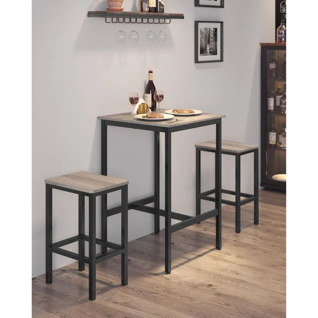 High Top Bar Table, Industrial Square Pub Table with Steel Frame