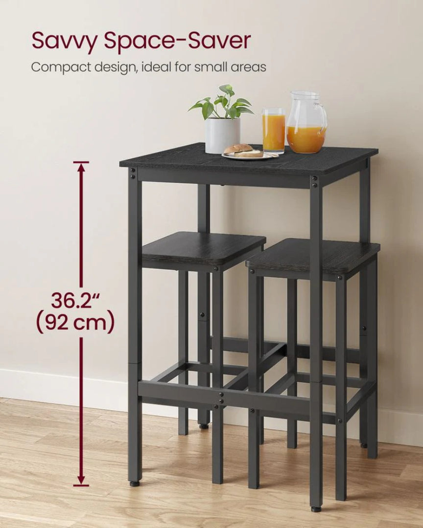 High Top Bar Table with Steel Frame, Industrial Square Pub Table