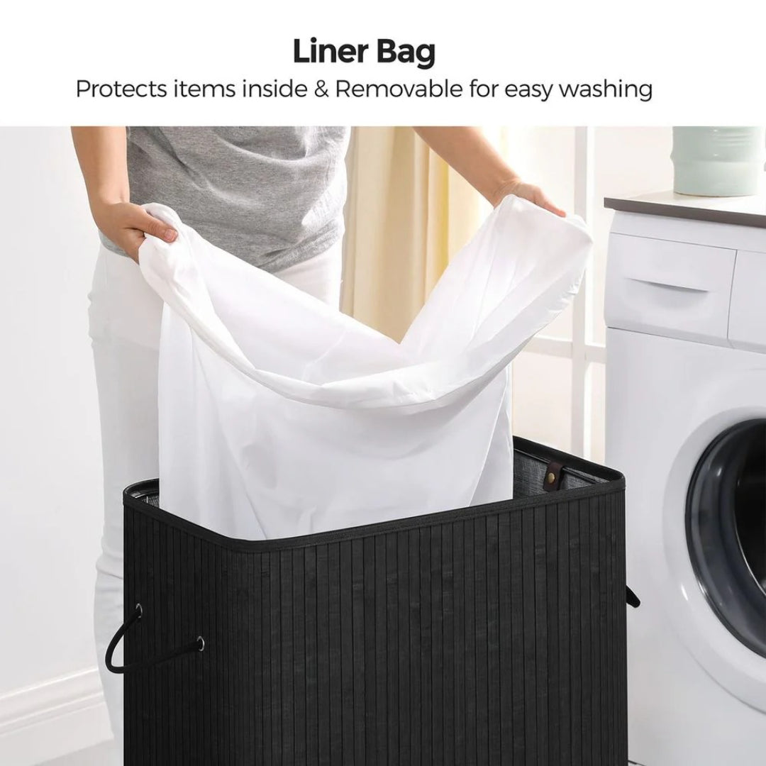 Laundry Hamper With Lid 26.4 Gallon Bamboo Basket 24in High
