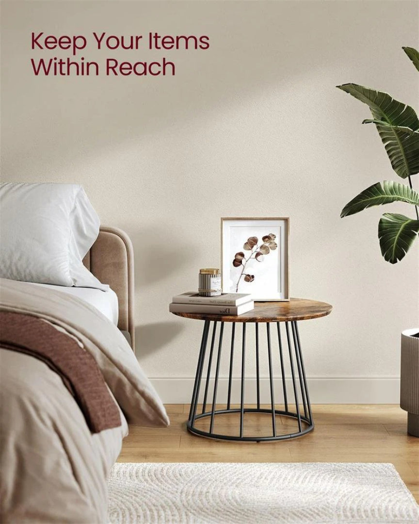 Round Coffee Table Set of 2 with Steel Frame, Modern Nesting Tables