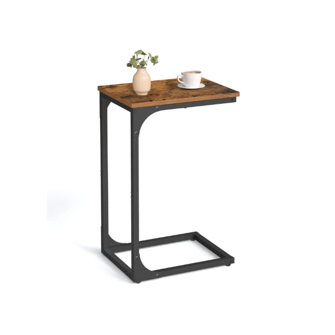 C-Shaped End Table For Sofa With Steel Frame