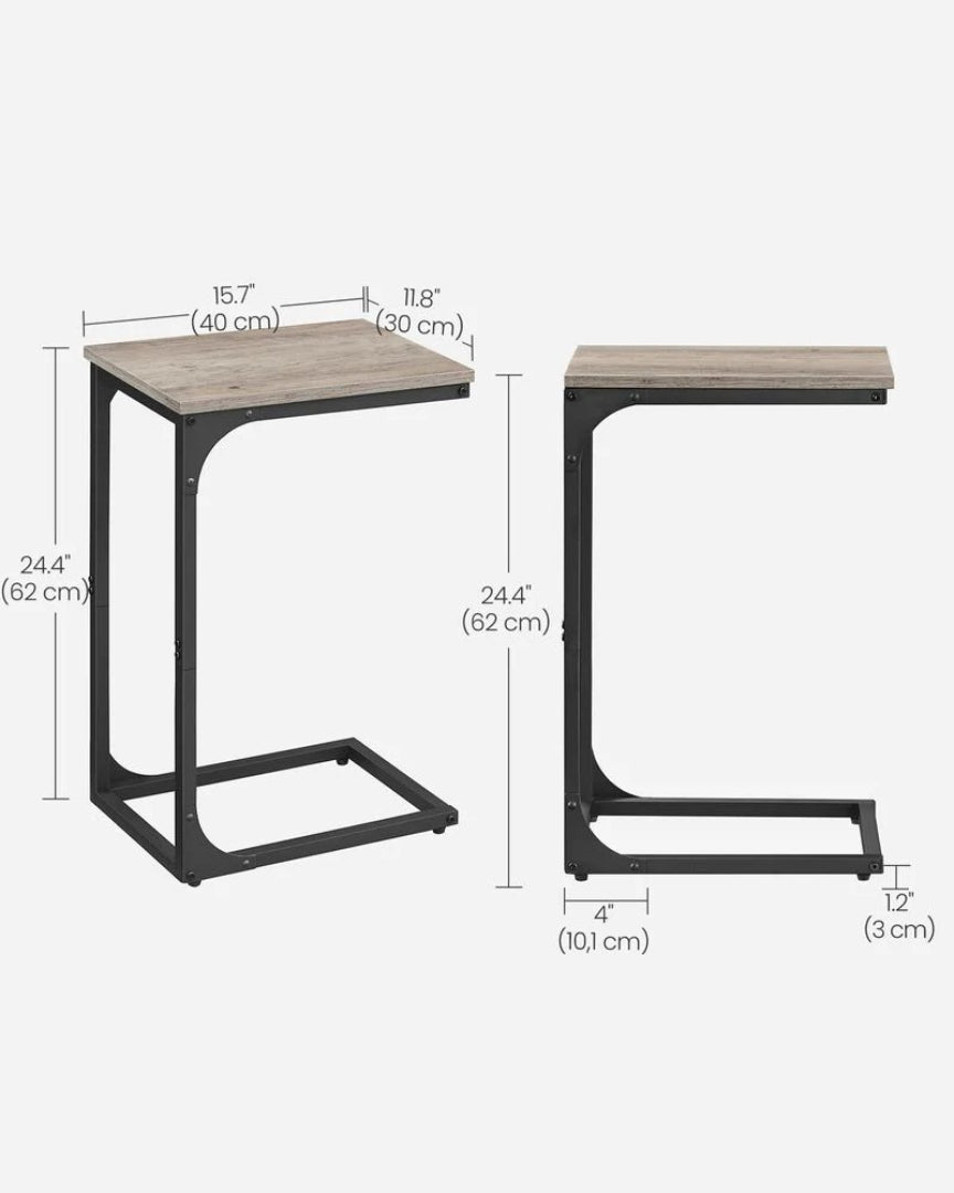C-Shaped End Table For Sofa With Steel Frame