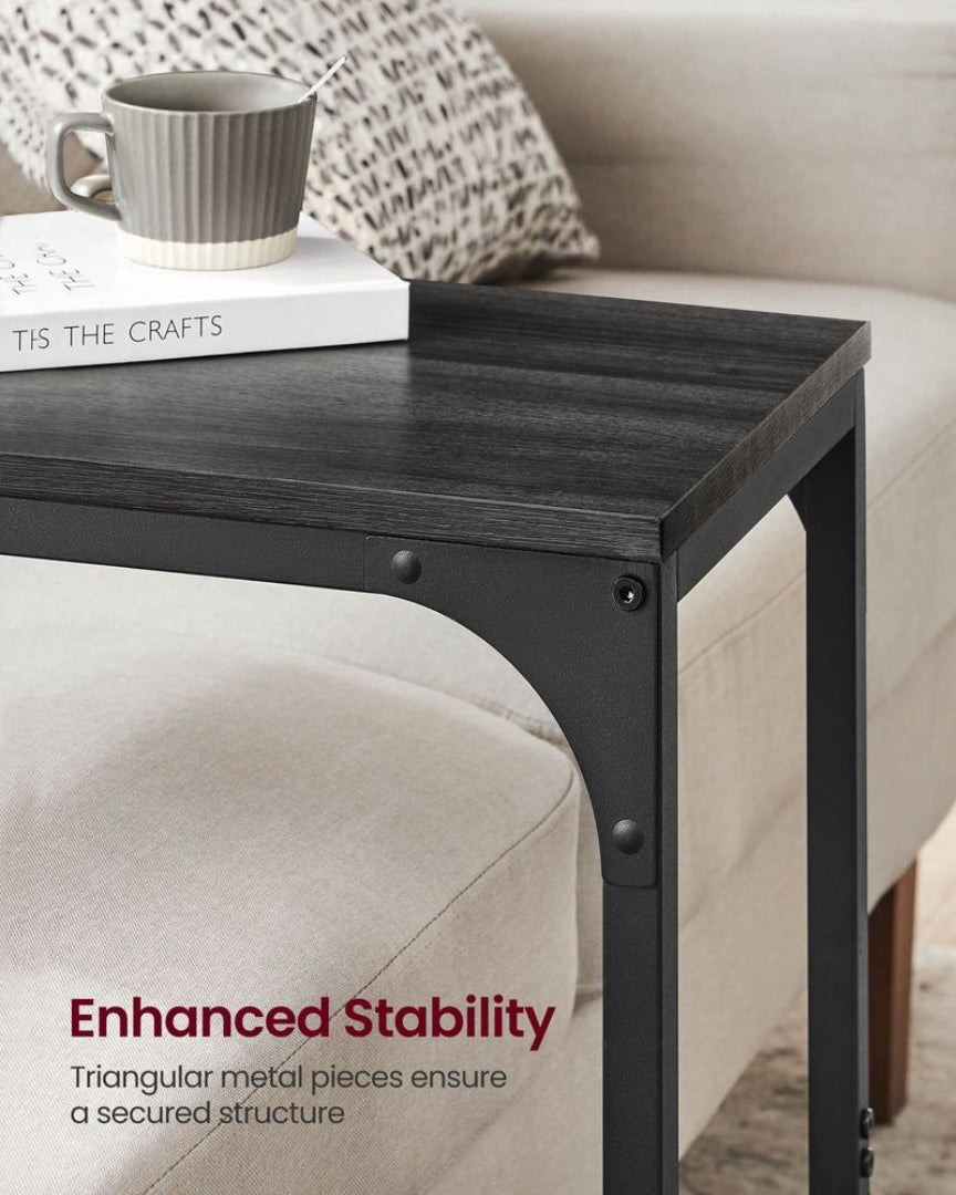 C-Shaped End Table For Sofa With Steel Frame