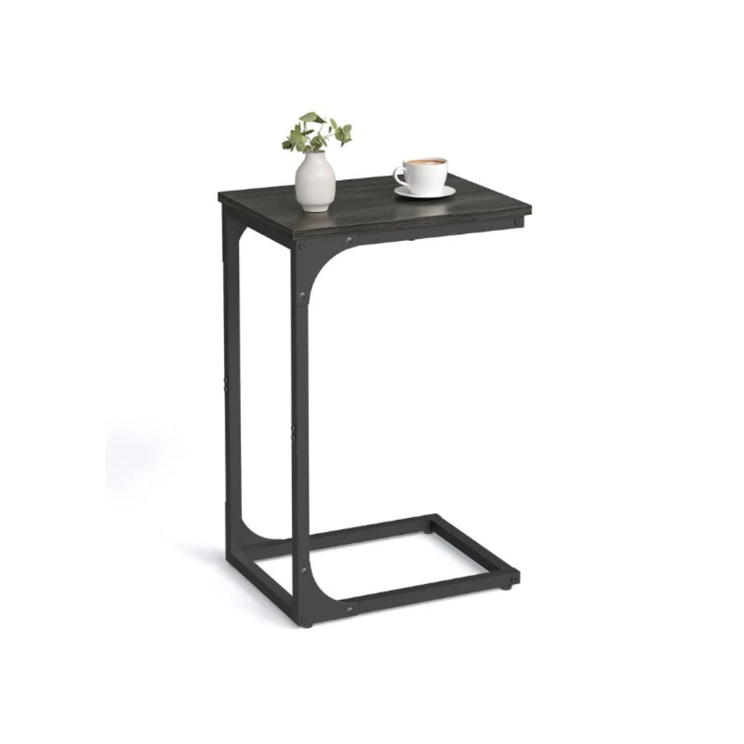 C-Shaped End Table For Sofa With Steel Frame
