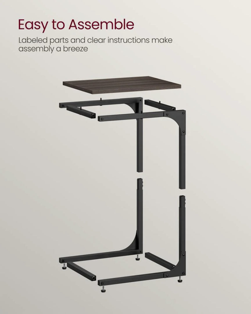 C-Shaped End Table For Sofa With Steel Frame