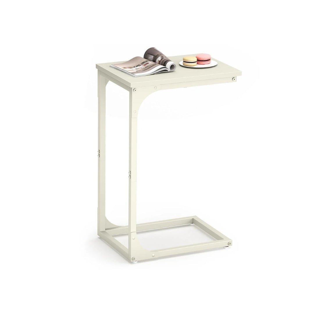 C-Shaped End Table For Sofa With Steel Frame
