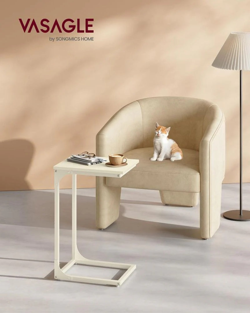 C-Shaped End Table For Sofa With Steel Frame