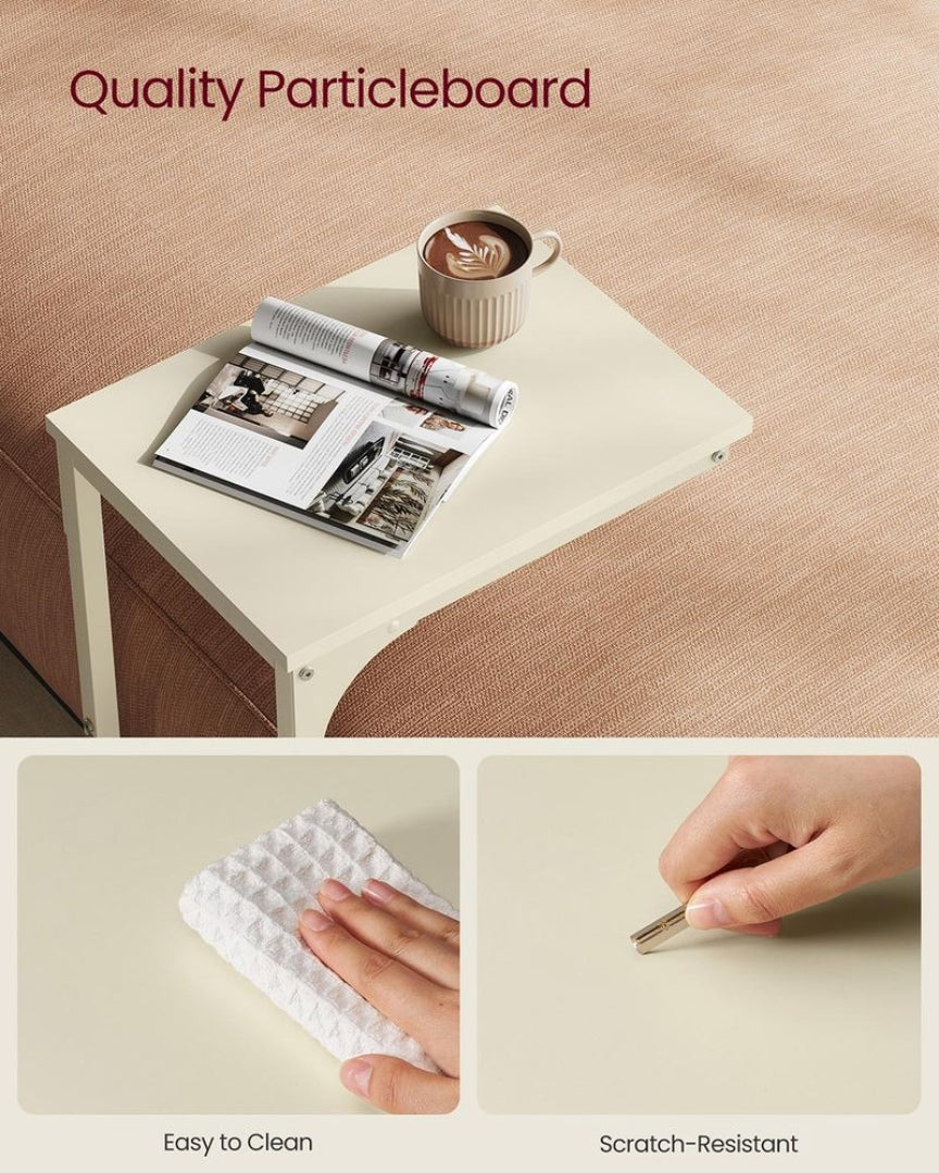 C-Shaped End Table For Sofa With Steel Frame