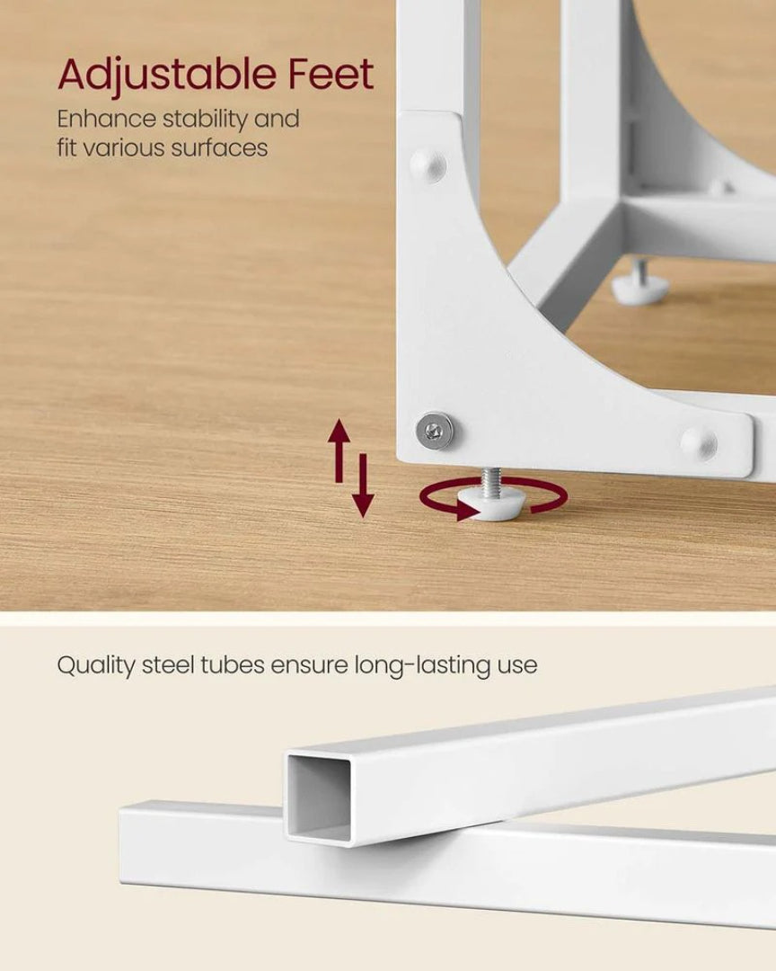 C-Shaped End Table For Sofa With Steel Frame