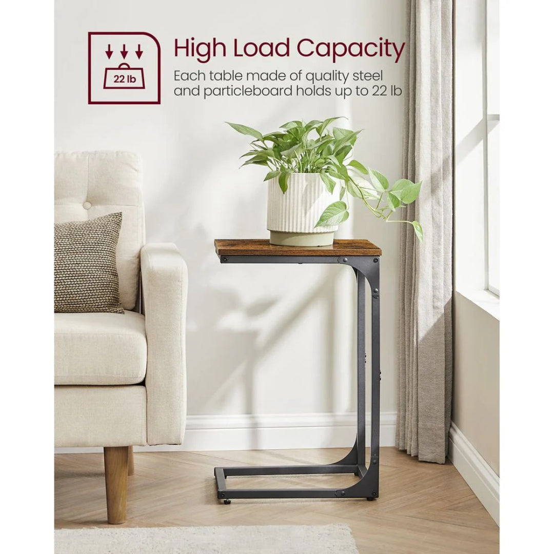 C-Shaped End Table For Sofa With Steel Frame