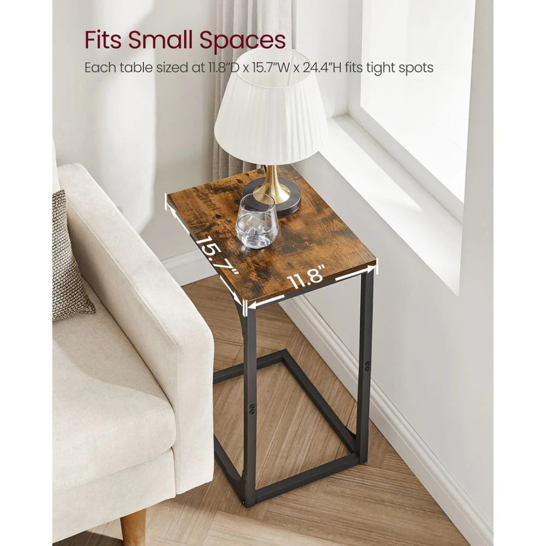 C-Shaped End Table For Sofa With Steel Frame