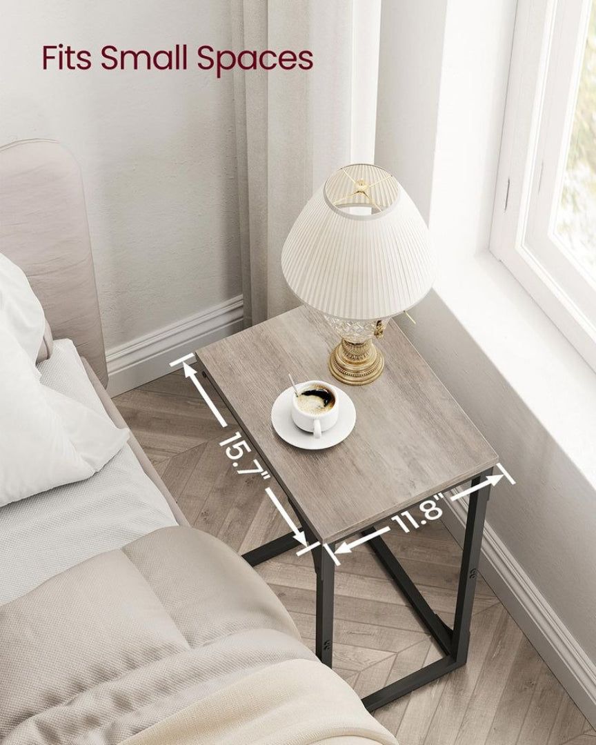 C-Shaped End Table For Sofa With Steel Frame